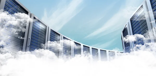 Imagem composta de torres de servidores — Fotografia de Stock