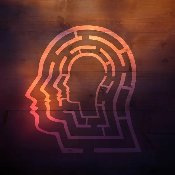 Maze brain in head — Stock Photo, Image