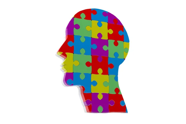 Head made of jigsaw pieces — Stock Photo, Image