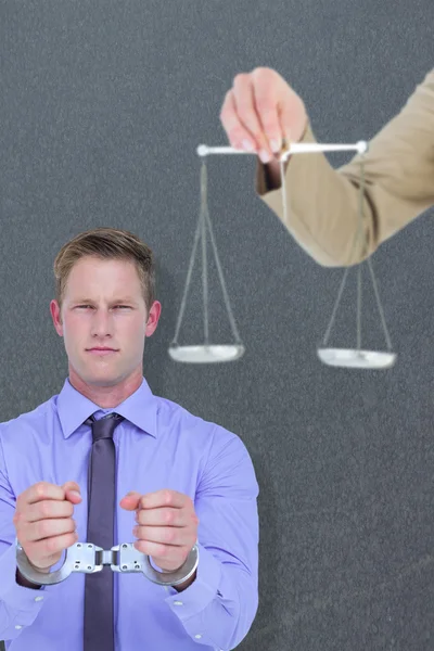 Woman holding scales of justice — Stock Photo, Image