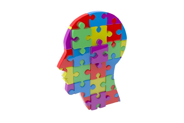 Head made of jigsaw pieces — Stock Photo, Image
