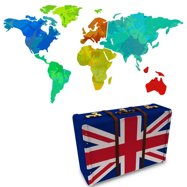 Bandera de Gran Bretaña en la maleta — Foto de Stock