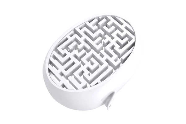Labirinto como cérebro contra fundo branco — Fotografia de Stock