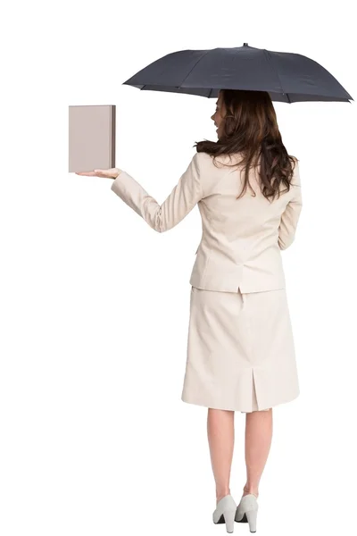 Businesswoman showing a book — Stock Photo, Image