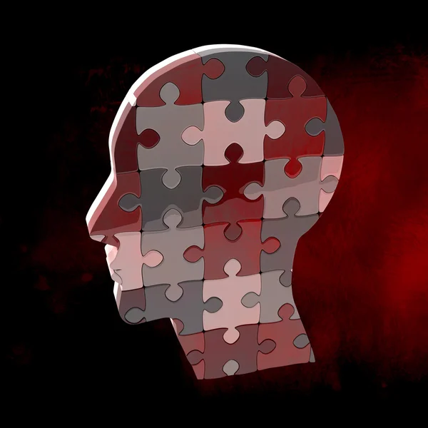 Head made of jigsaw pieces — Stock Photo, Image