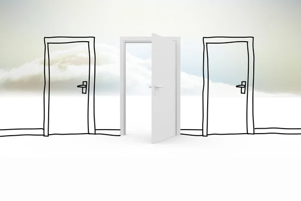 Doodle puertas en las nubes — Foto de Stock