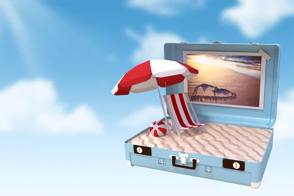 Suitcase against blue sky — Stock Photo, Image