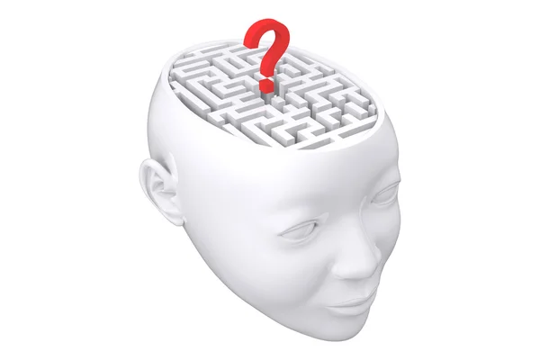 Maze as brain with question mark — Stock Photo, Image