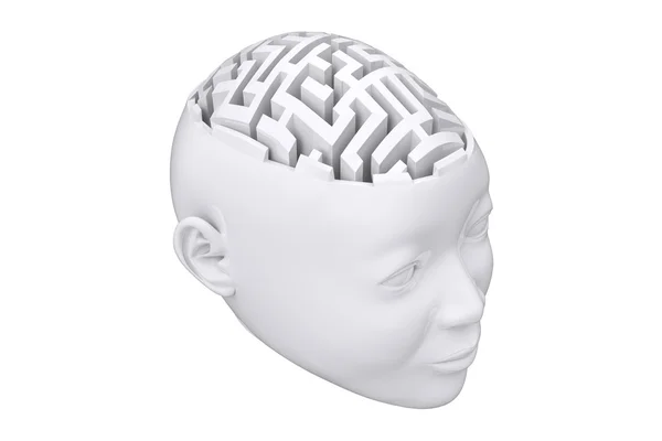 Maze as brain against white background — Stock Photo, Image