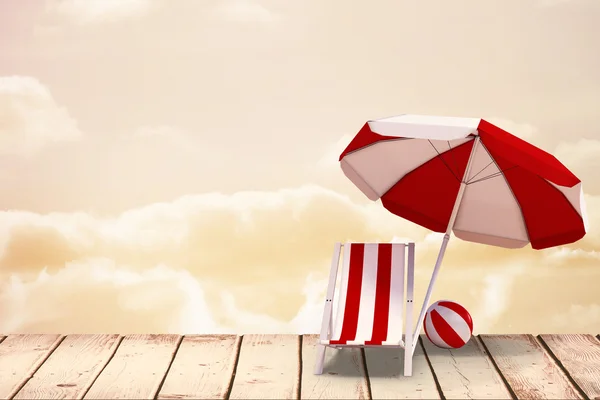 Napozóágy és napernyő — Stock Fotó