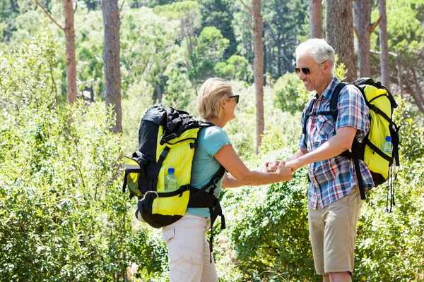 Coppia anziana in piedi mano nella mano — Foto Stock