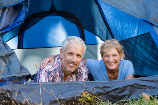 Ouder paar glimlachend en tot vaststelling van — Stockfoto