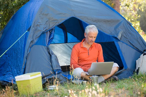 Reifer Mann benutzt Computer — Stockfoto