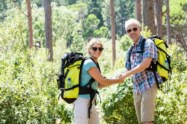 Seniorenpaar steht Hand in Hand — Stockfoto