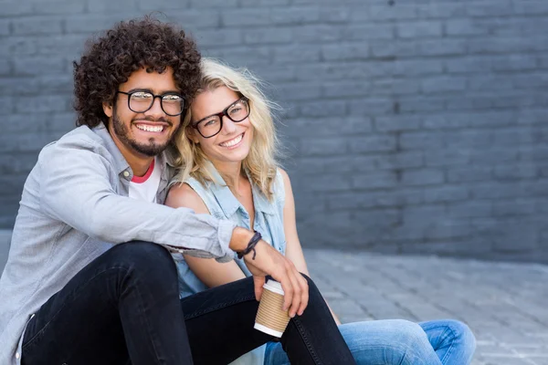 Portrait of young couple in spectacles — Stock Photo, Image