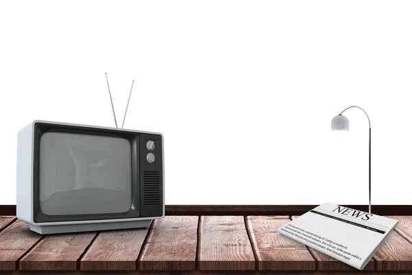 Old TV on floor — Stock Photo, Image