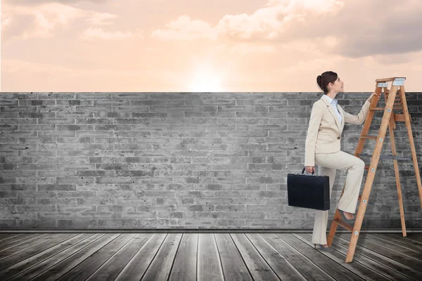 Businesswoman climbing career ladder — Stock Photo, Image