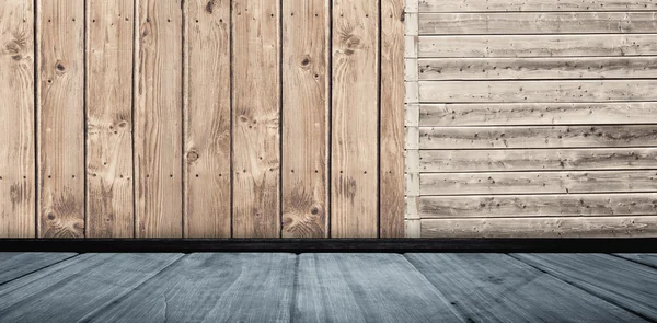 Muur met parket tegen houten planken — Stockfoto