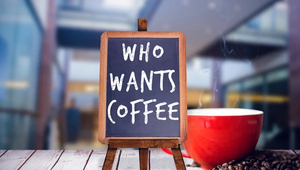 Vem vill ha kaffe meningen ombord — Stockfoto
