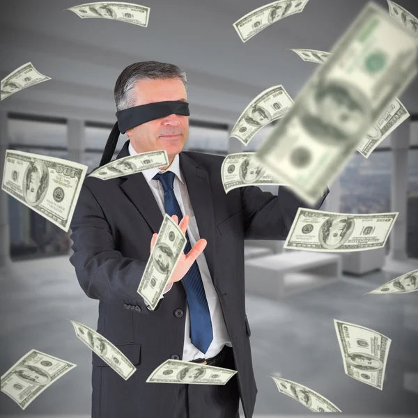Mature businessman in blindfold — Stock Photo, Image