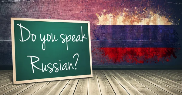 Sentence against russia flag — Stock Photo, Image