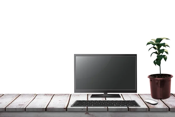 Computador em pé na mesa — Fotografia de Stock