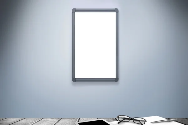 Desk against hanging mirror — Stock Photo, Image