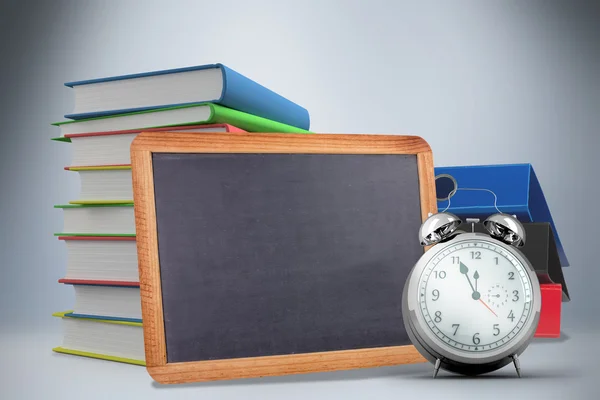 School objects against grey — Stock Photo, Image