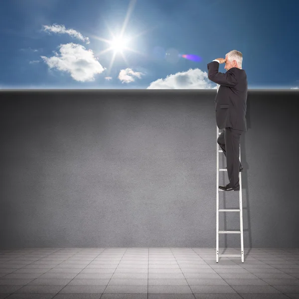 Hombre de negocios mirando en escalera — Foto de Stock