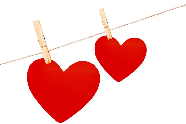 Hearts hanging on line — Stock Photo, Image