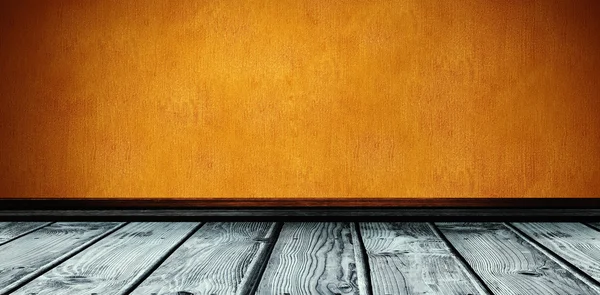 Grey parquet against orange — Stock Photo, Image