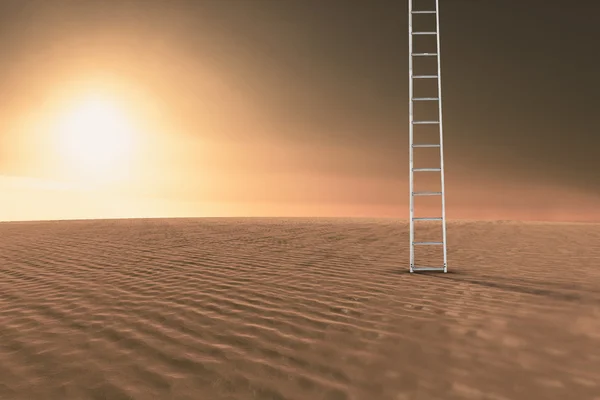 Ladder against desert scene — Stock Photo, Image