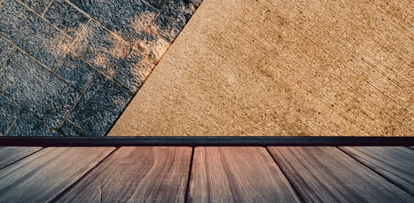 Holzboden gegen Grau — Stockfoto