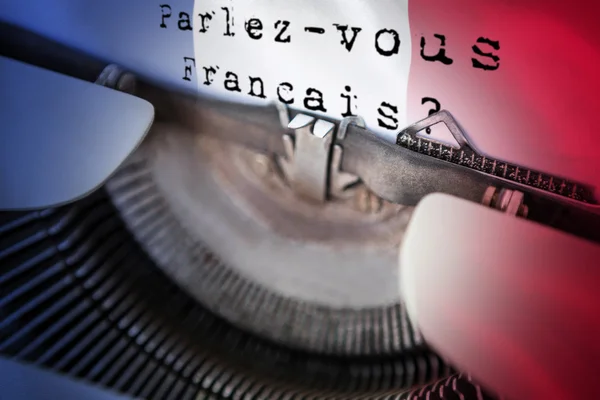 Parlez vous francais y bandera de Francia — Foto de Stock