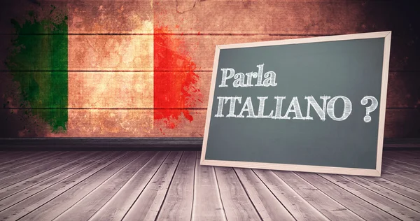 Parla italiano împotriva steagului italy — Fotografie, imagine de stoc