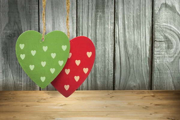 Composite image of cute heart decorations — Stock Photo, Image