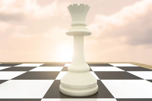 Vit drottning på schackbräde — Stockfoto