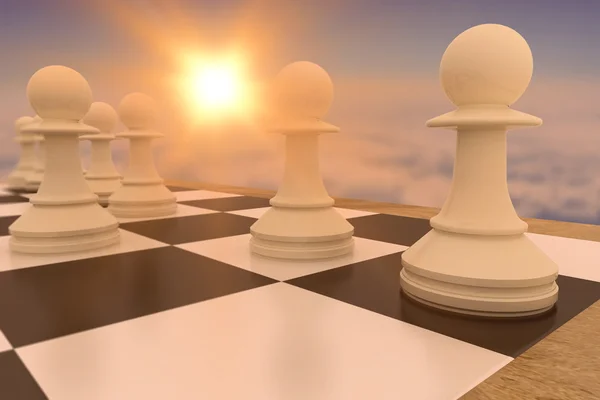 チェス盤で白のポーン — ストック写真