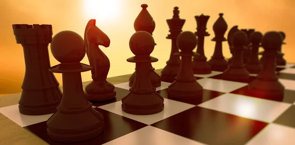 Composite image of black chess pieces on board — Stock Photo, Image