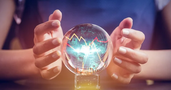 Businesswoman forecasting a crystal ball — Stock Photo, Image