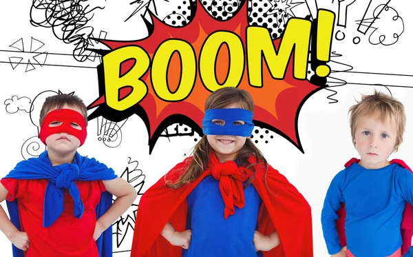 Niños vestidos como superman — Foto de Stock