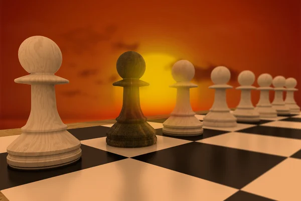 Black pawn defecting to white side — Stock Photo, Image