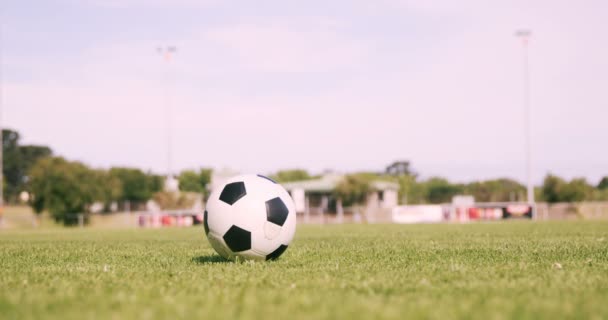 Fußballer kickt den Ball — Stockvideo