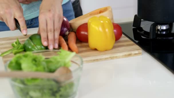 野菜を切る女 — ストック動画