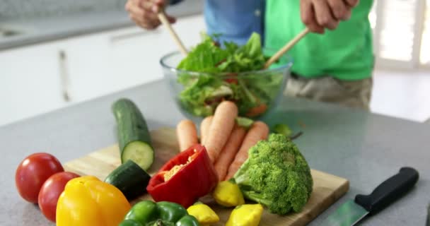 Family preparing vegetables — Stock Video