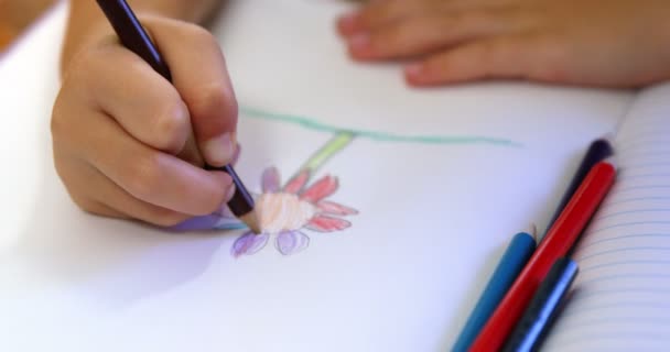 Primer plano en el dibujo infantil — Vídeos de Stock