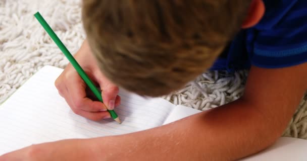 Drawing kid lying on the floor — Stock Video