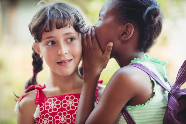 Fille racontant un secret à son ami — Photo