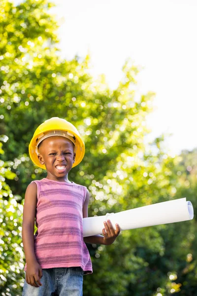 Boy with a safety helmet — Stock Photo, Image