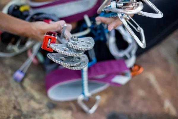 Close up climbing equipment — Stock Photo, Image